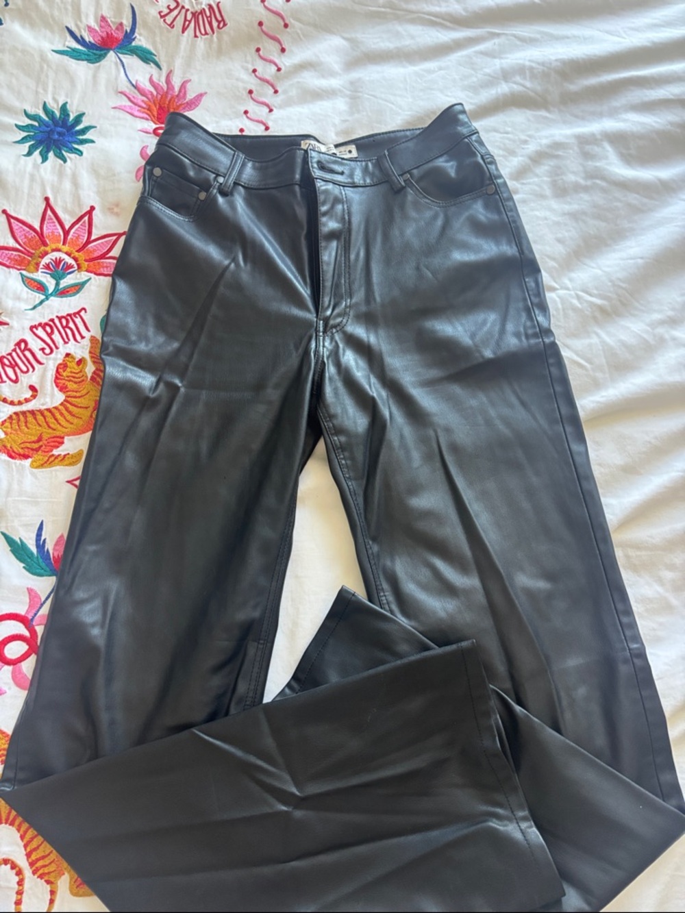 Zara Black Faux Leather Pants